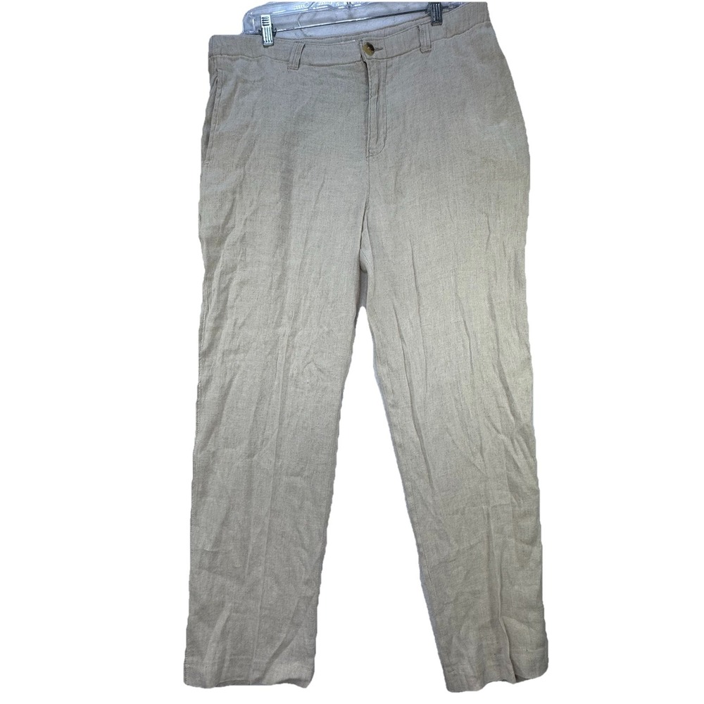 Cariloha Linen‎ Blend Pants Mens 36 X 30" Light Khaki Drawstring Beach Travel